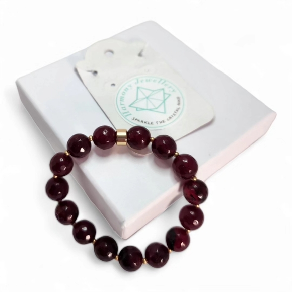 10 mm Faceted Ruby Quartz bracelet - Picture 2 of 3